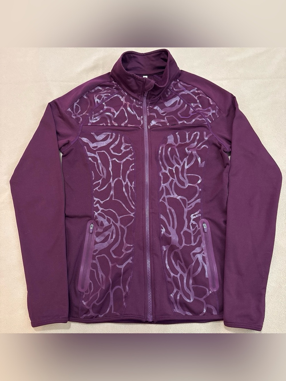 Fabletics Jojo Plum Full-Zip Patterned Utility Jacket